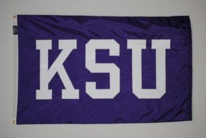 KSU flag with stitched letters